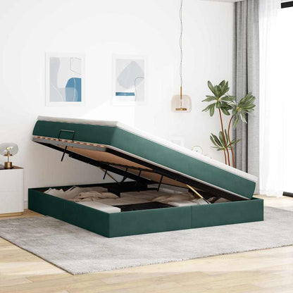 Opbergbed met matras Donkergroen 180 x 200 cm Fluweel