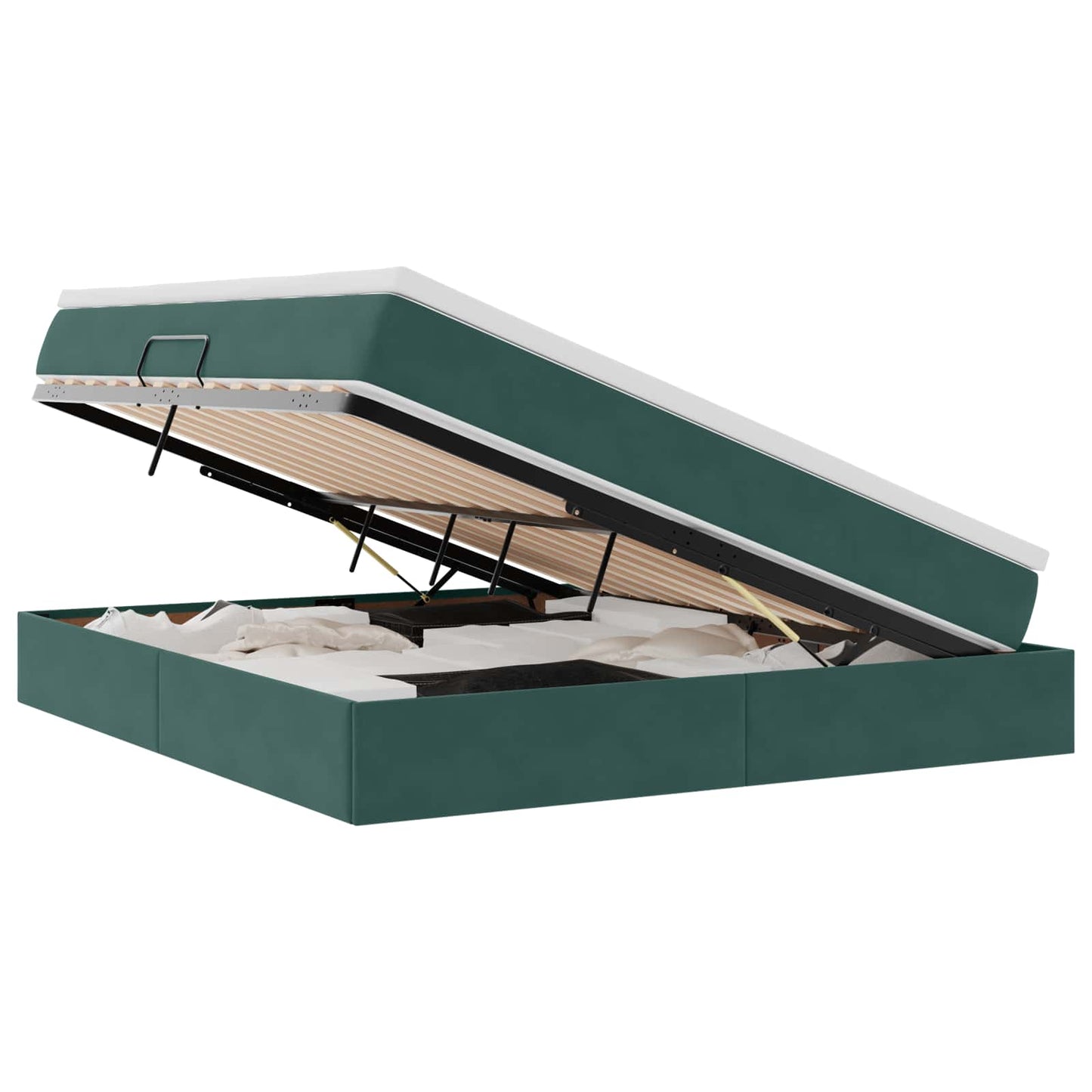 Opbergbed met matras Donkergroen 180 x 200 cm Fluweel