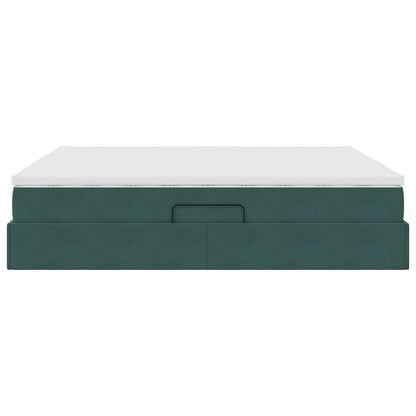 Opbergbed met matras Donkergroen 180 x 200 cm Fluweel