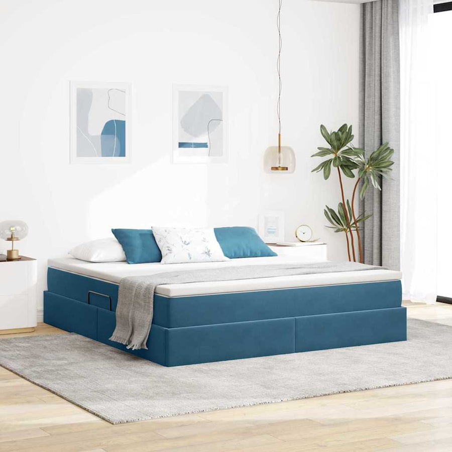 Opbergbed met matras Donkerblauw 180 x 200 cm Fluweel