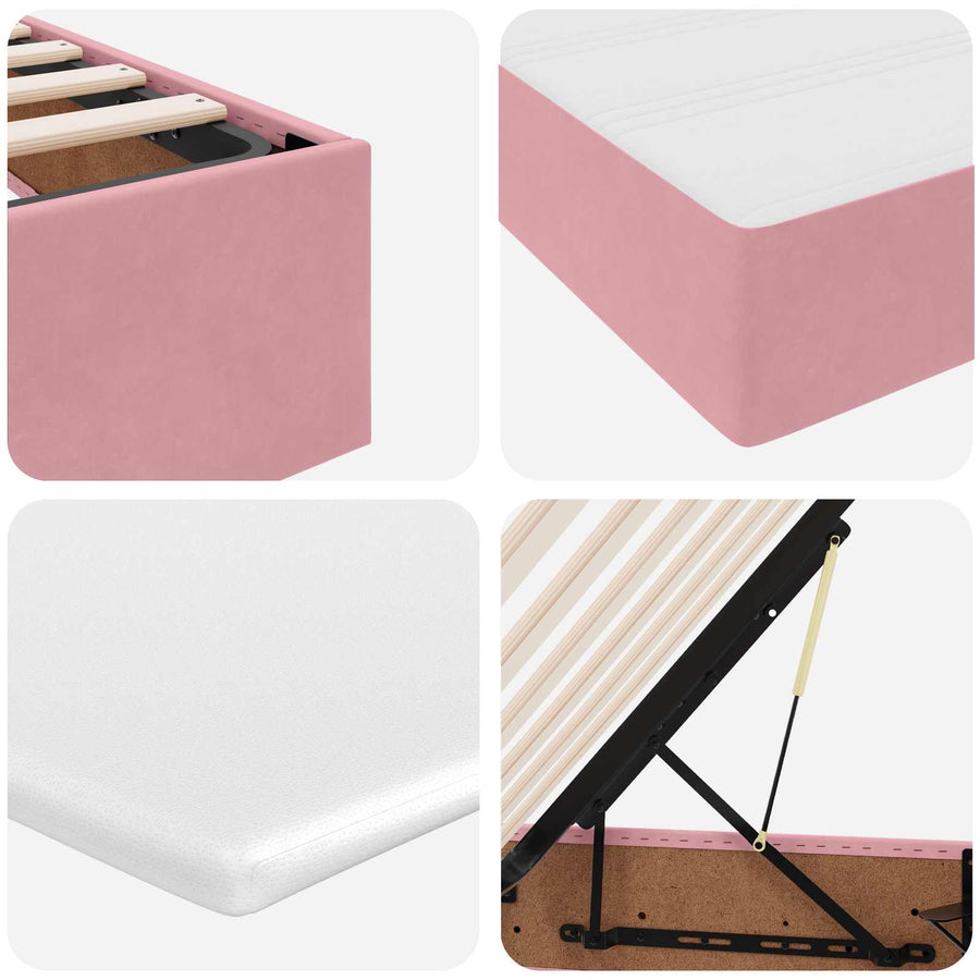 Opbergbed met matras met matras Roze 180 x 200 cm Fluweel