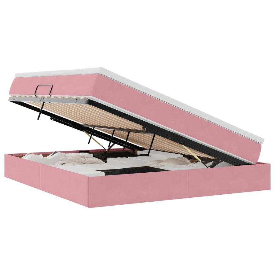 Opbergbed met matras met matras Roze 180 x 200 cm Fluweel