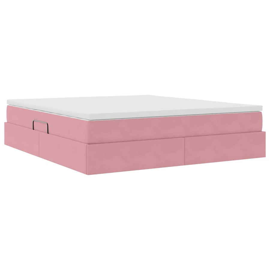 Opbergbed met matras met matras Roze 180 x 200 cm Fluweel