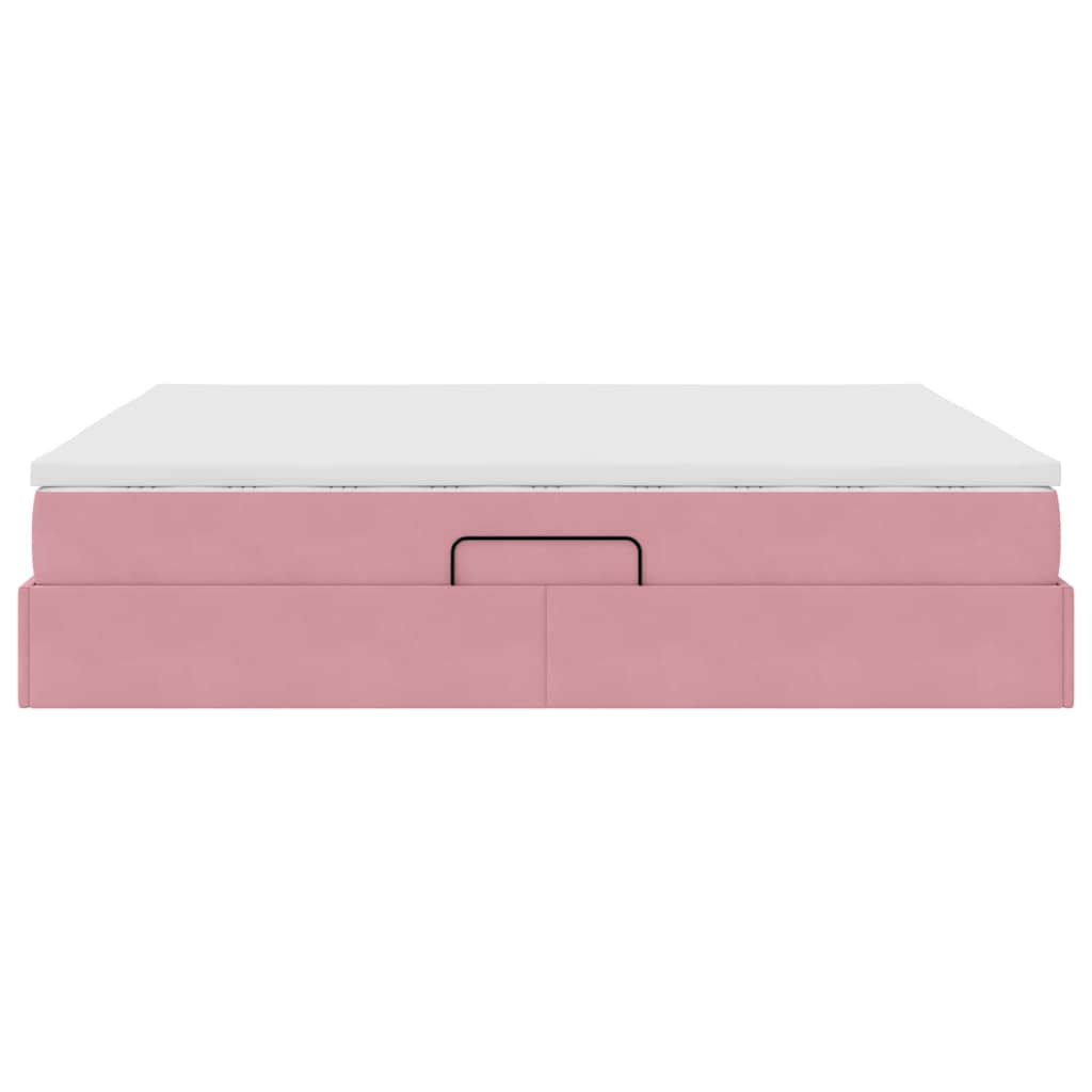 Opbergbed met matras met matras Roze 180 x 200 cm Fluweel
