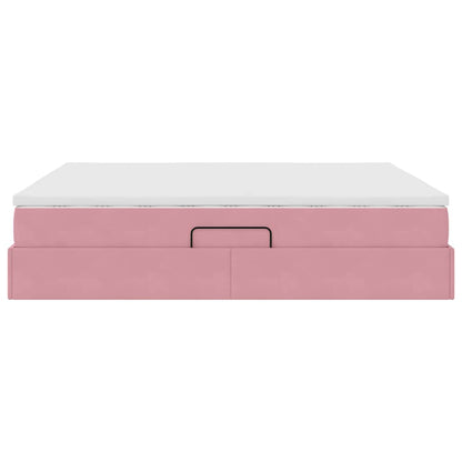 Opbergbed met matras met matras Roze 180 x 200 cm Fluweel