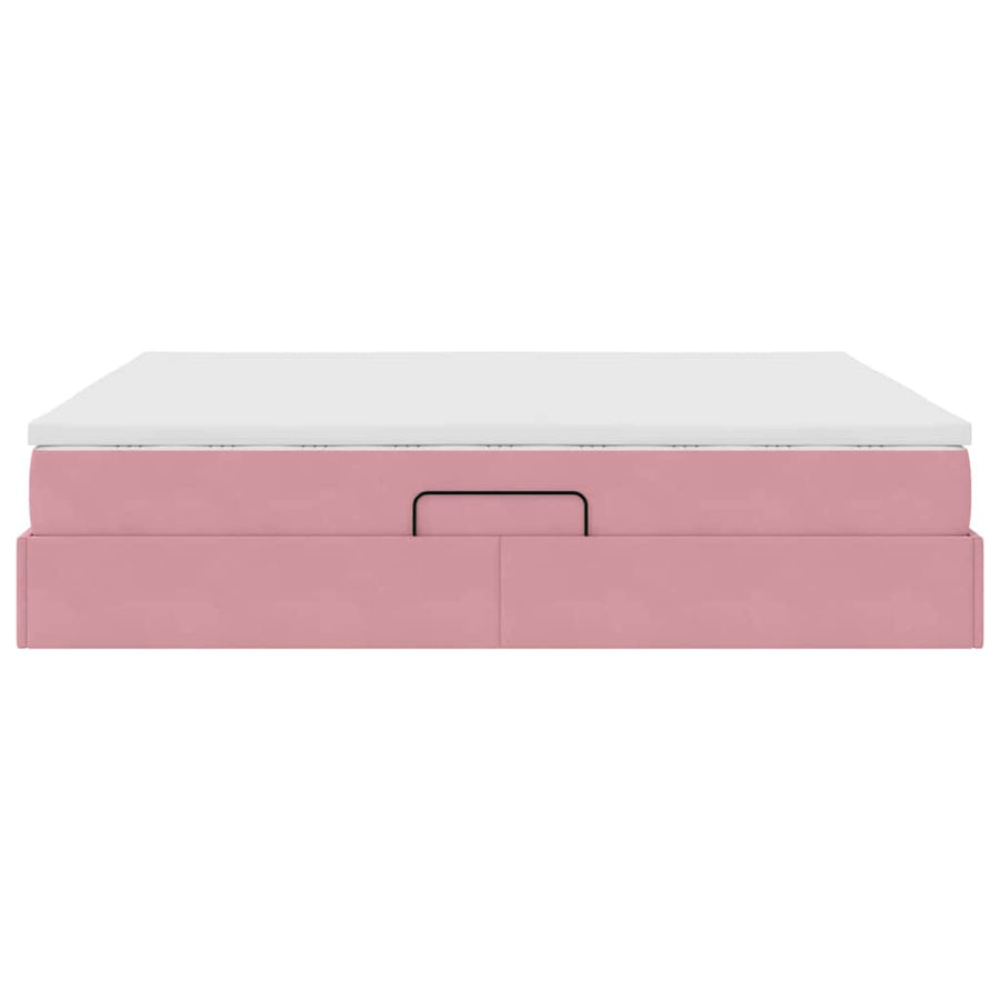Opbergbed met matras met matras Roze 180 x 200 cm Fluweel