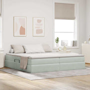 Opbergbed 200x200 cm lichtgrijs fluweel