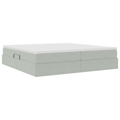Opbergbed met matras met matras Lichtgrijs 200 x 200 cm Fluweel