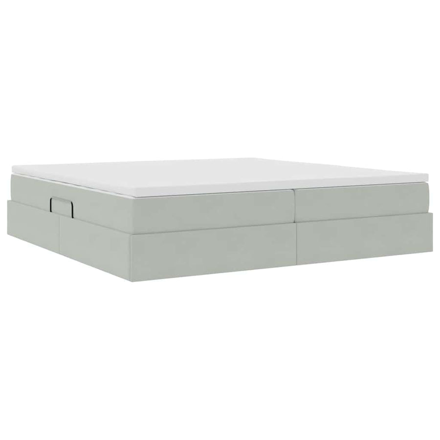 Opbergbed met matras met matras Lichtgrijs 200 x 200 cm Fluweel