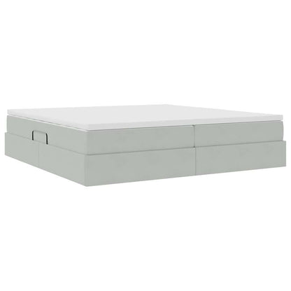 Opbergbed met matras met matras Lichtgrijs 200 x 200 cm Fluweel