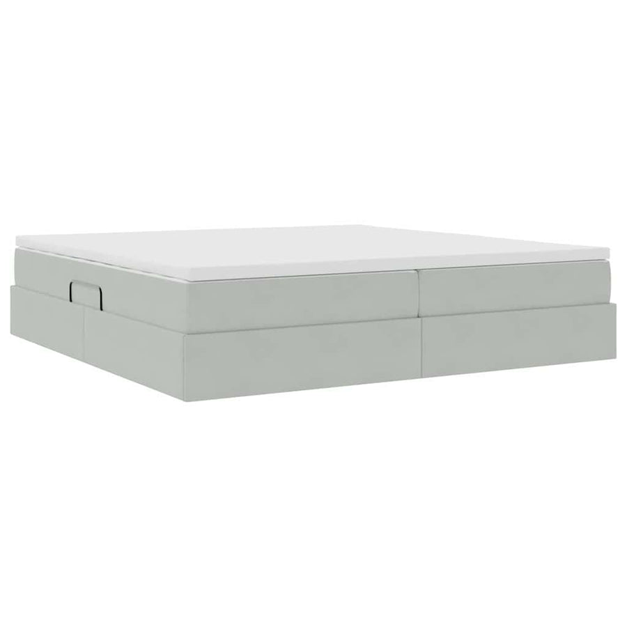Opbergbed met matras met matras Lichtgrijs 200 x 200 cm Fluweel