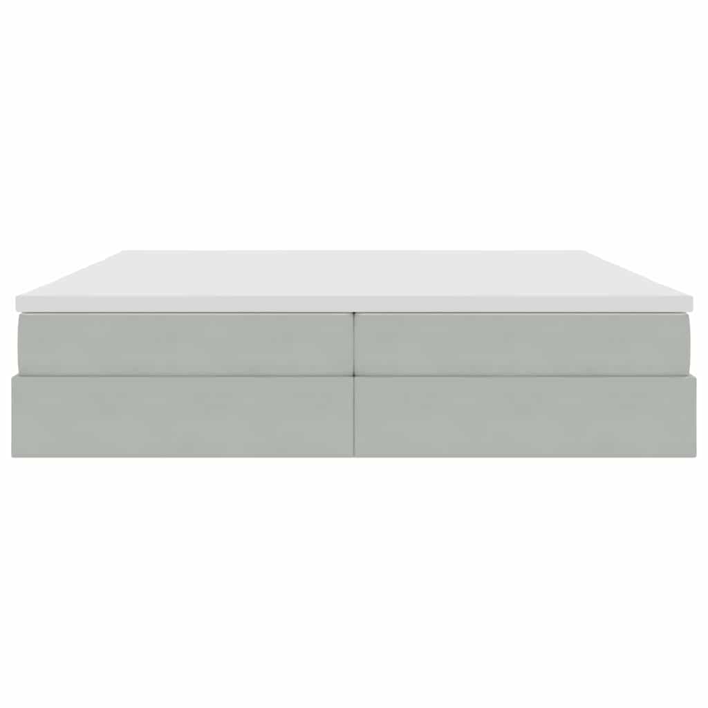 Opbergbed met matras met matras Lichtgrijs 200 x 200 cm Fluweel