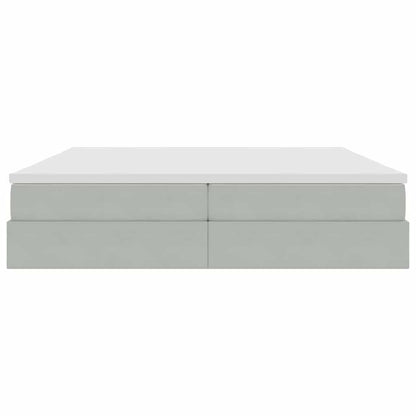 Opbergbed met matras met matras Lichtgrijs 200 x 200 cm Fluweel