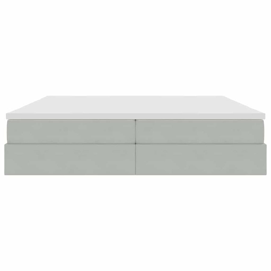 Opbergbed met matras met matras Lichtgrijs 200 x 200 cm Fluweel