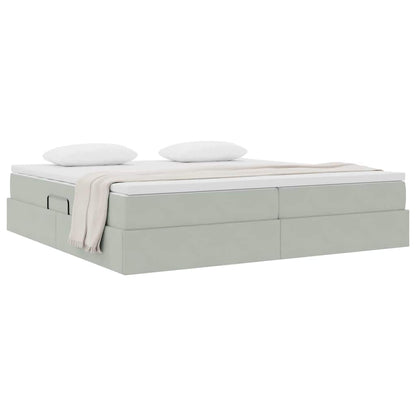 Opbergbed met matras met matras Lichtgrijs 200 x 200 cm Fluweel
