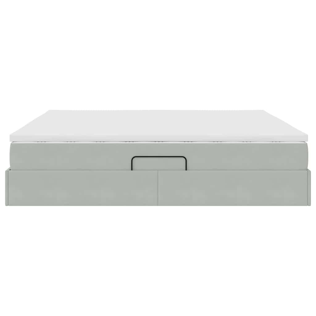 Opbergbed met matras met matras Lichtgrijs 200 x 200 cm Fluweel