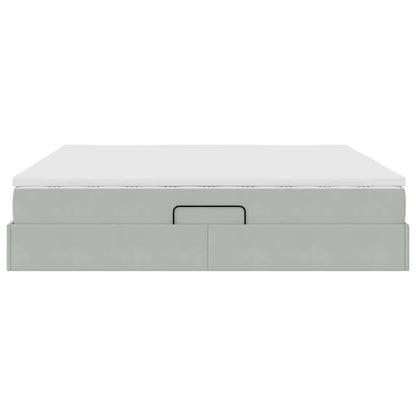 Opbergbed met matras met matras Lichtgrijs 200 x 200 cm Fluweel