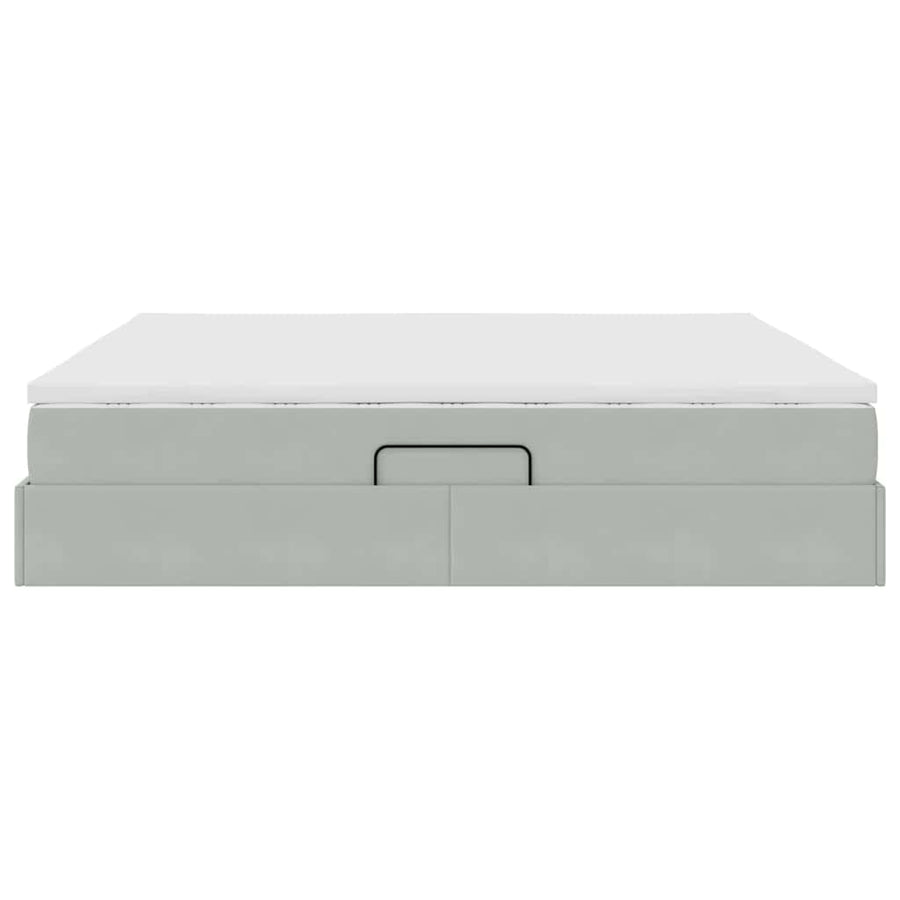 Opbergbed met matras met matras Lichtgrijs 200 x 200 cm Fluweel