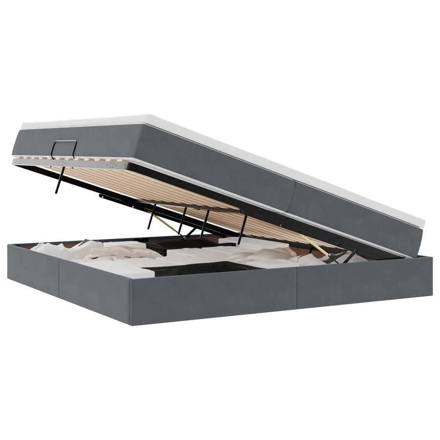 Opbergbed met matras Donkergrijs 200 x 200 cm Fluweel