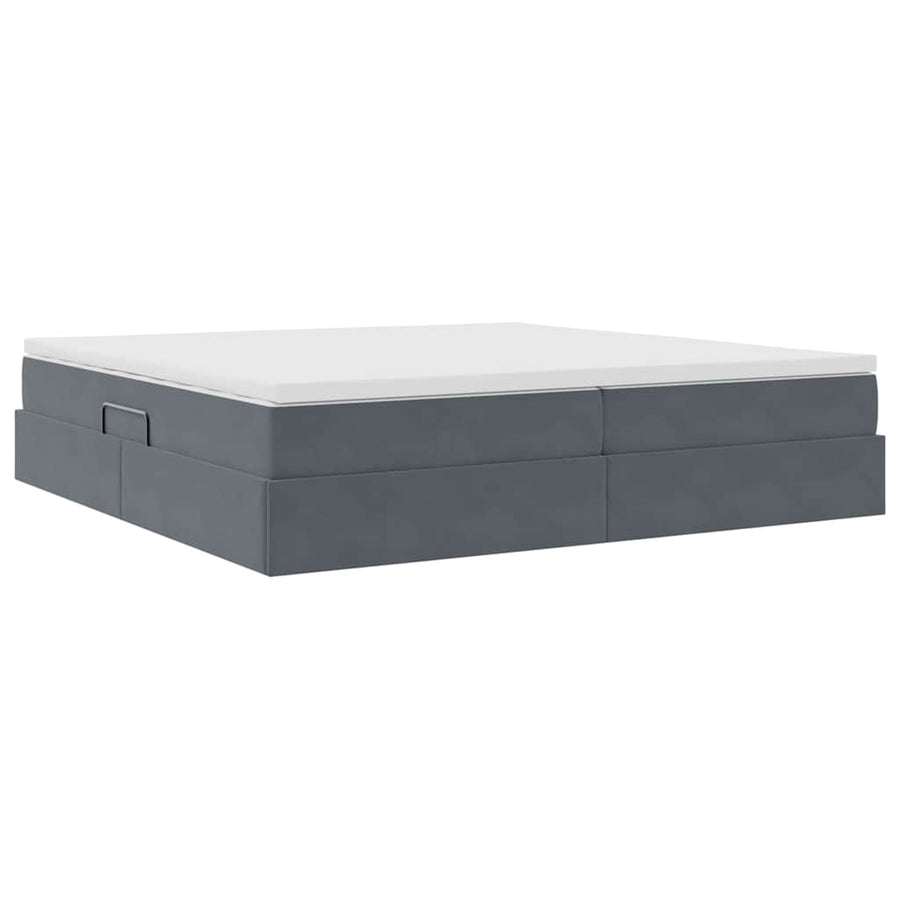 Opbergbed met matras Donkergrijs 200 x 200 cm Fluweel