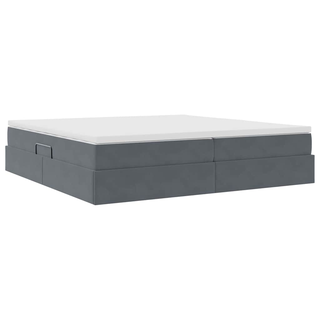 Opbergbed met matras Donkergrijs 200 x 200 cm Fluweel