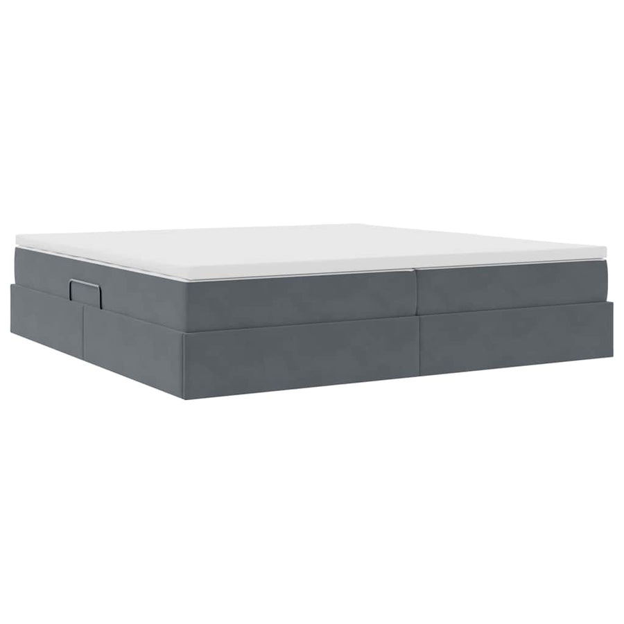 Opbergbed met matras Donkergrijs 200 x 200 cm Fluweel