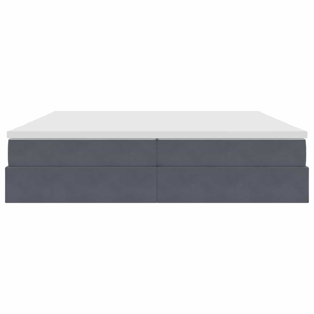 Opbergbed met matras Donkergrijs 200 x 200 cm Fluweel