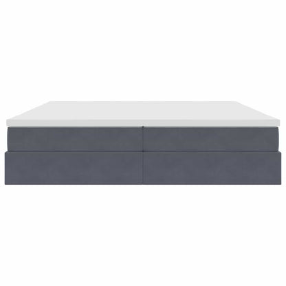 Opbergbed met matras Donkergrijs 200 x 200 cm Fluweel