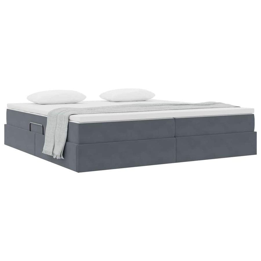 Opbergbed met matras Donkergrijs 200 x 200 cm Fluweel