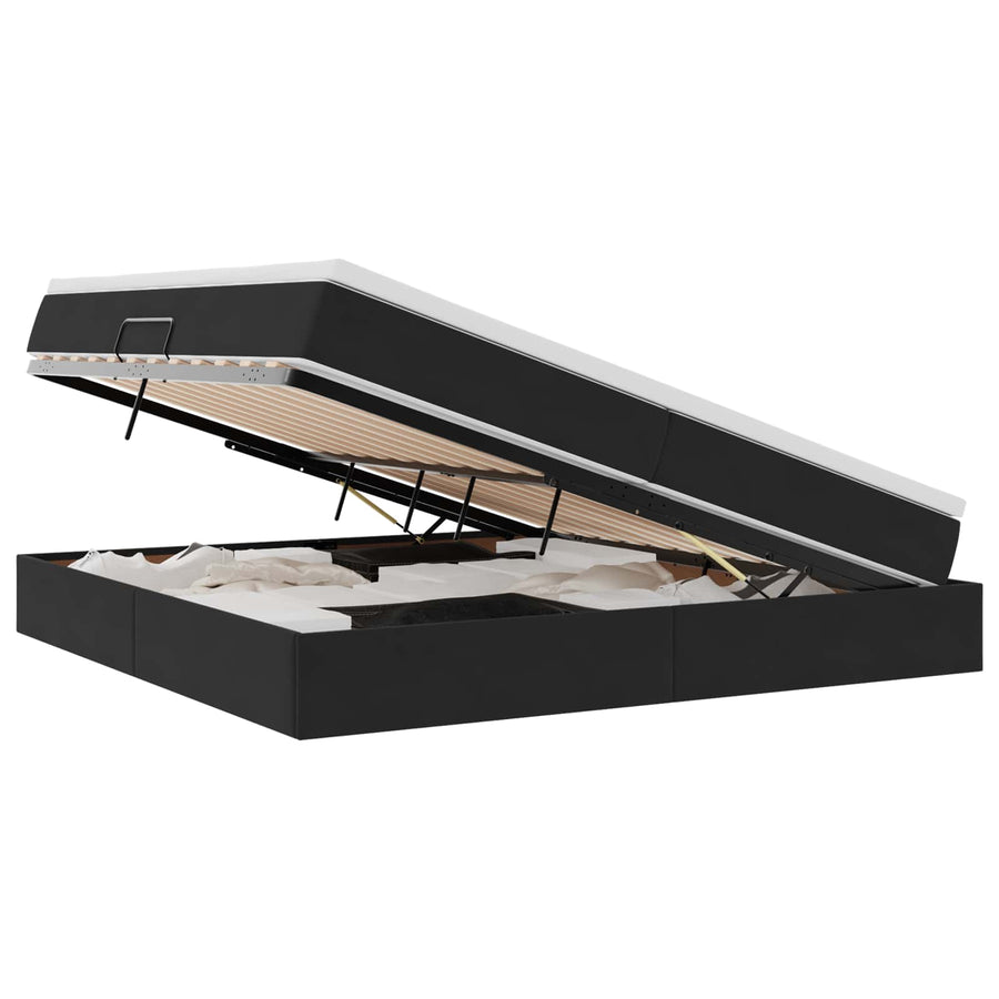 Opbergbed met matras met matras Zwart 200 x 200 cm Fluweel