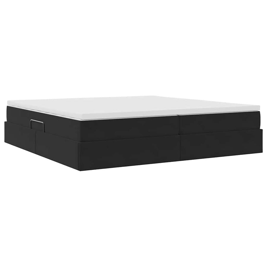 Opbergbed met matras met matras Zwart 200 x 200 cm Fluweel