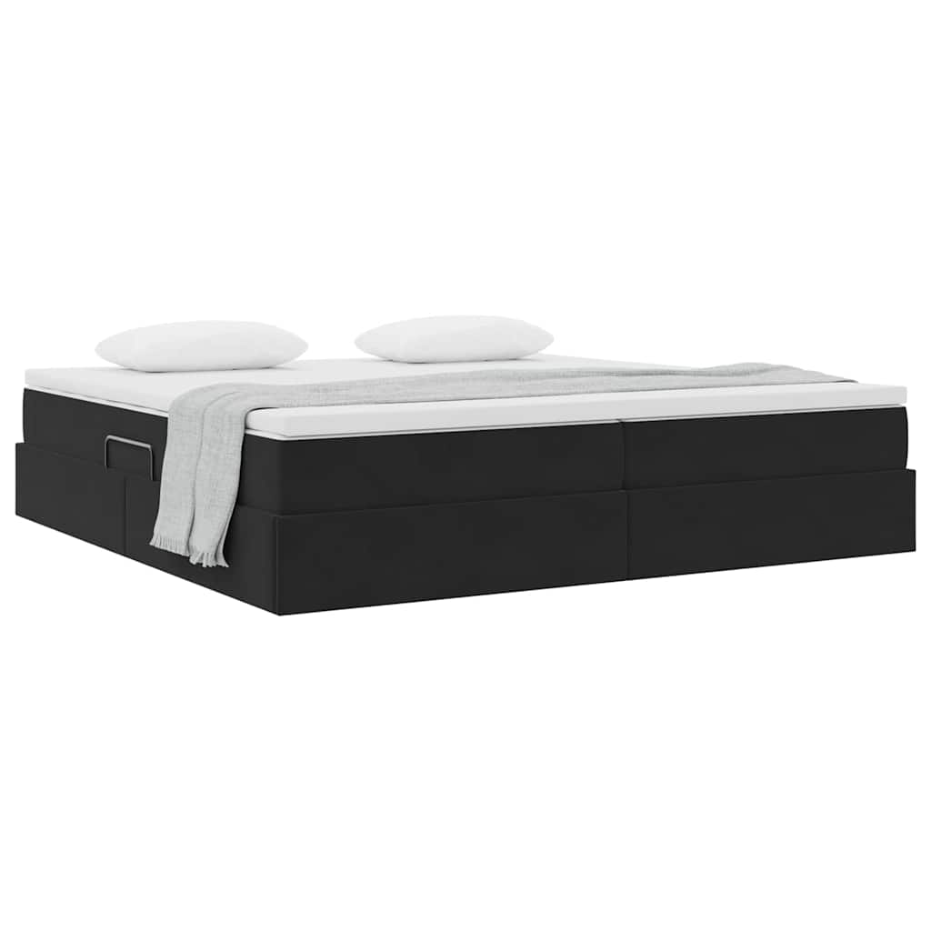 Opbergbed met matras met matras Zwart 200 x 200 cm Fluweel
