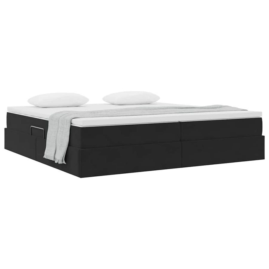 Opbergbed met matras met matras Zwart 200 x 200 cm Fluweel