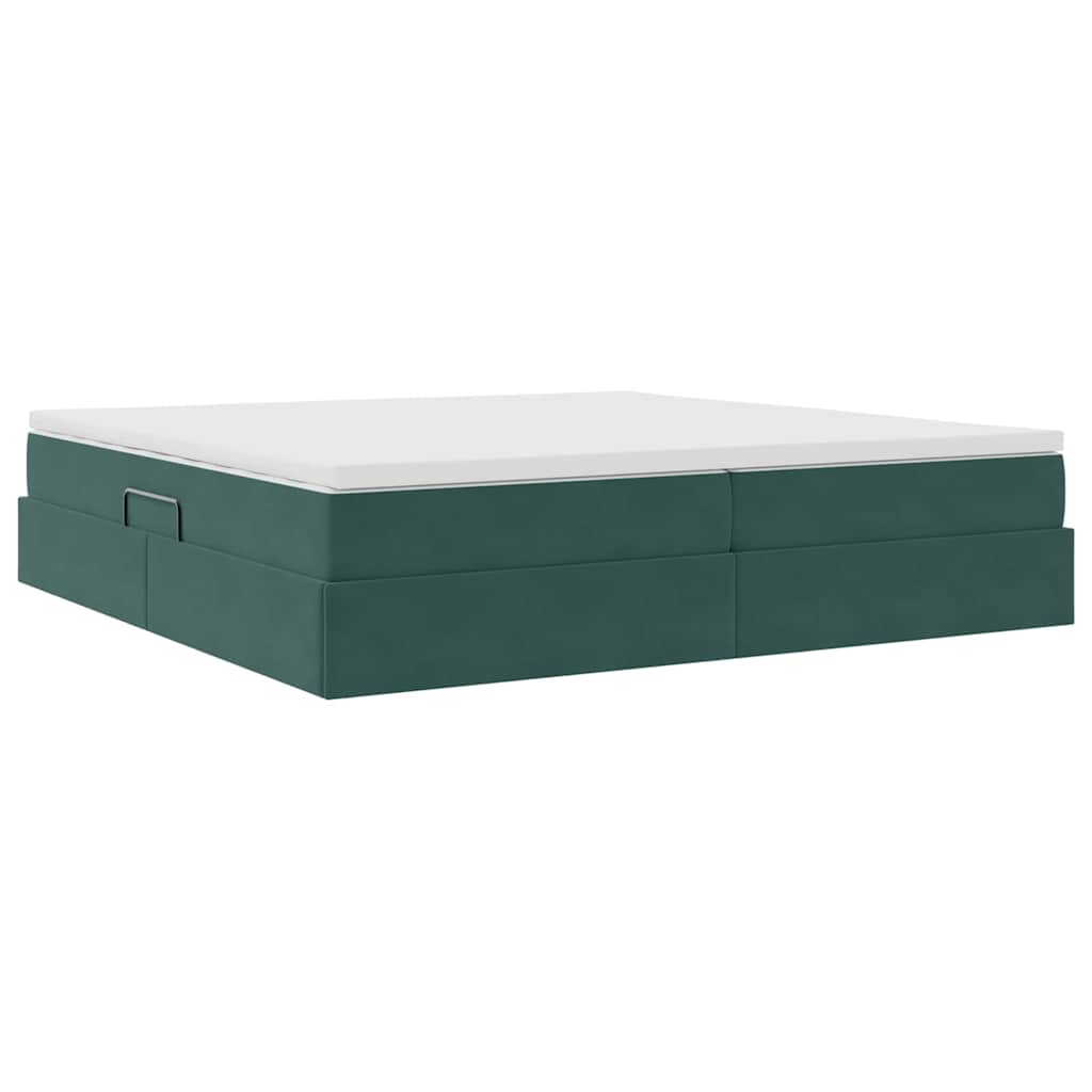 Opbergbed met matras Donkergroen 200 x 200 cm Fluweel