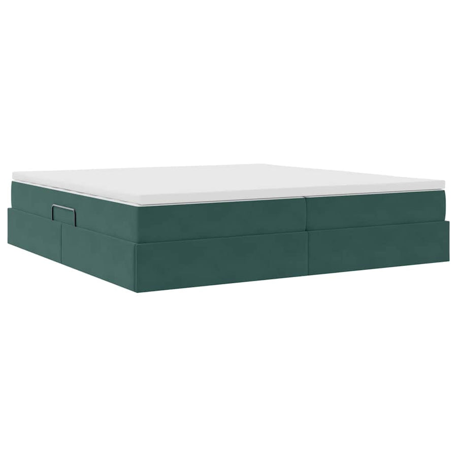 Opbergbed met matras Donkergroen 200 x 200 cm Fluweel