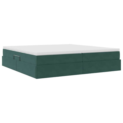 Opbergbed met matras Donkergroen 200 x 200 cm Fluweel