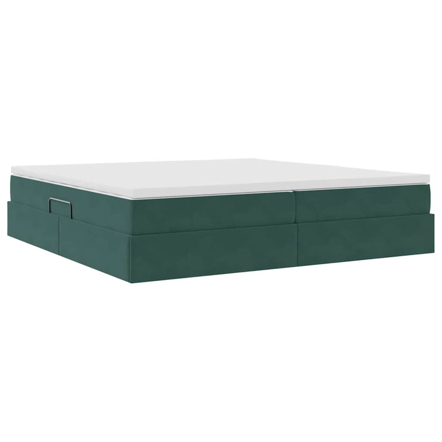 Opbergbed met matras Donkergroen 200 x 200 cm Fluweel