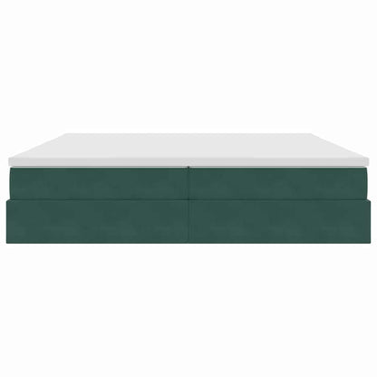 Opbergbed met matras Donkergroen 200 x 200 cm Fluweel