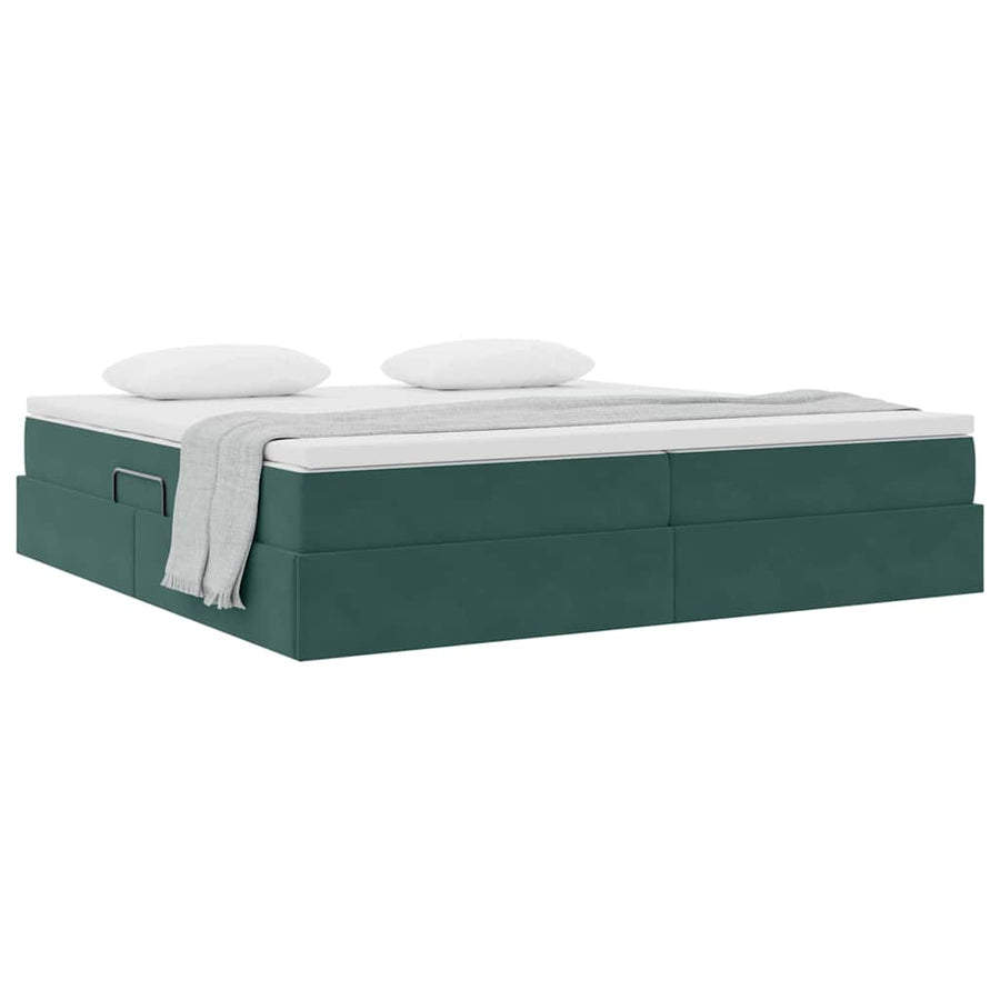 Opbergbed met matras Donkergroen 200 x 200 cm Fluweel