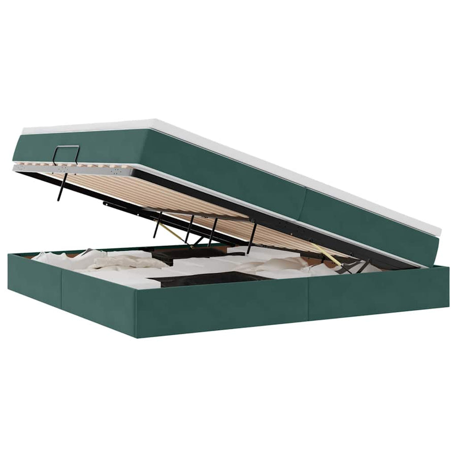 Opbergbed met matras Donkergroen 200 x 200 cm Fluweel