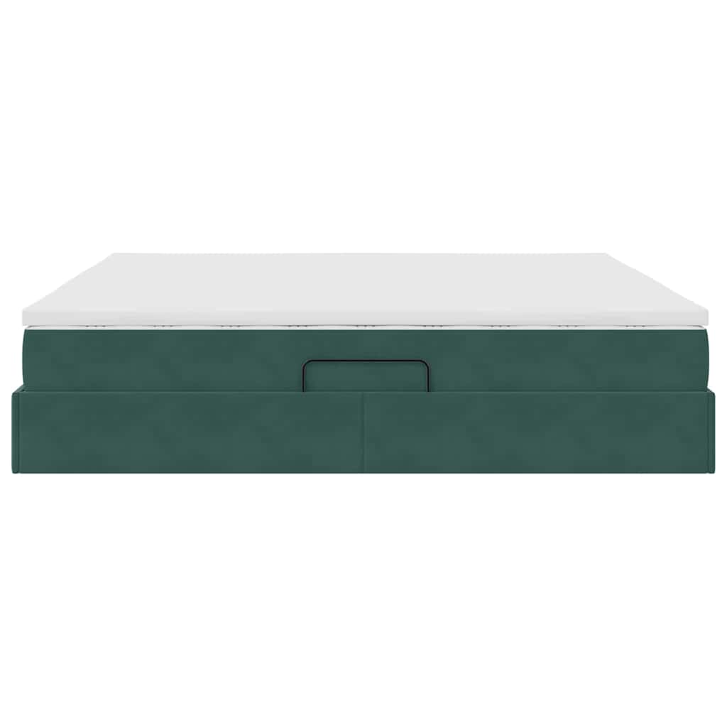 Opbergbed met matras Donkergroen 200 x 200 cm Fluweel