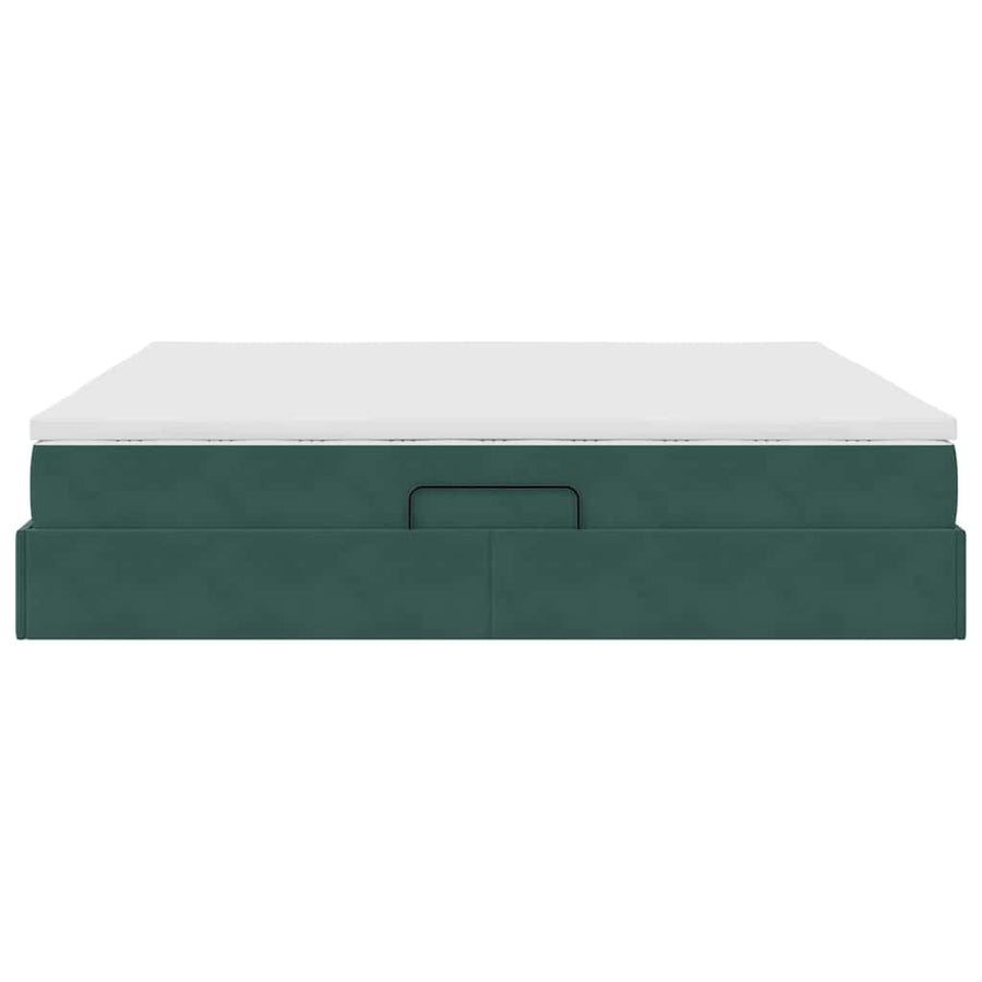 Opbergbed met matras Donkergroen 200 x 200 cm Fluweel