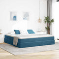 Opbergbed met matras Donkerblauw 200 x 200 cm Fluweel