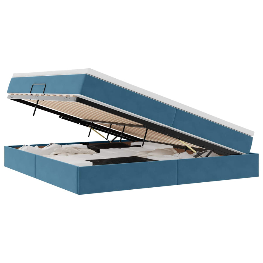 Opbergbed met matras Donkerblauw 200 x 200 cm Fluweel