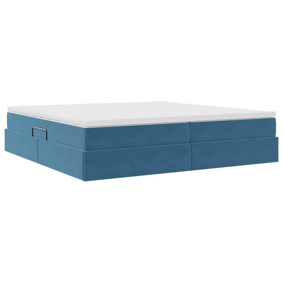 Opbergbed met matras Donkerblauw 200 x 200 cm Fluweel