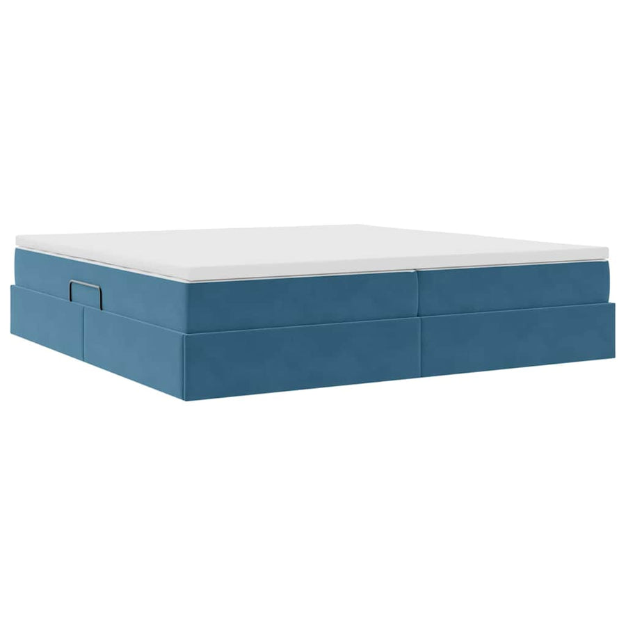 Opbergbed met matras Donkerblauw 200 x 200 cm Fluweel