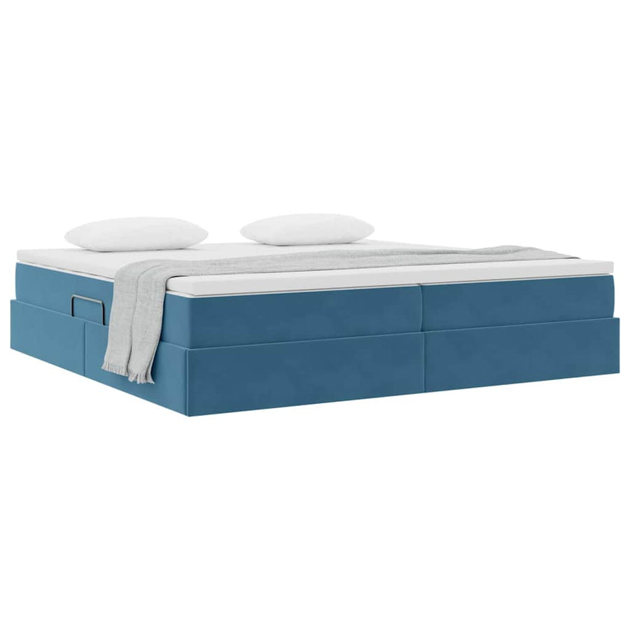 Opbergbed met matras Donkerblauw 200 x 200 cm Fluweel