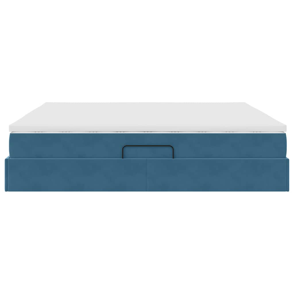 Opbergbed met matras Donkerblauw 200 x 200 cm Fluweel