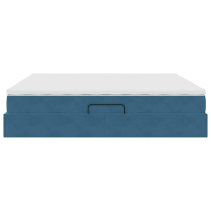 Opbergbed met matras Donkerblauw 200 x 200 cm Fluweel