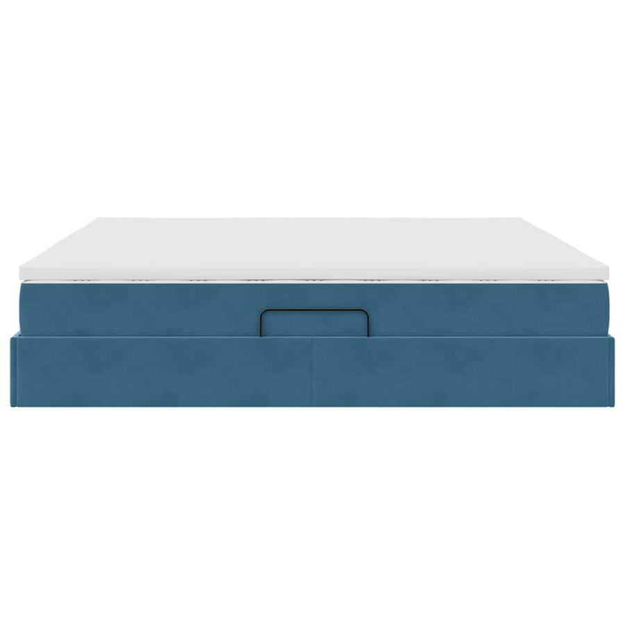 Opbergbed met matras Donkerblauw 200 x 200 cm Fluweel